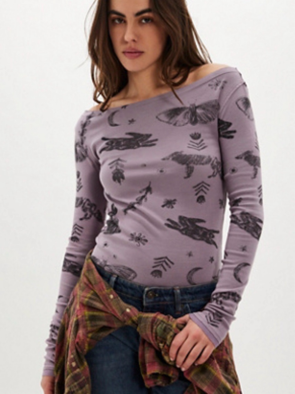 Free People Ragabond Winter Folklore Long Sleeve Printed Top